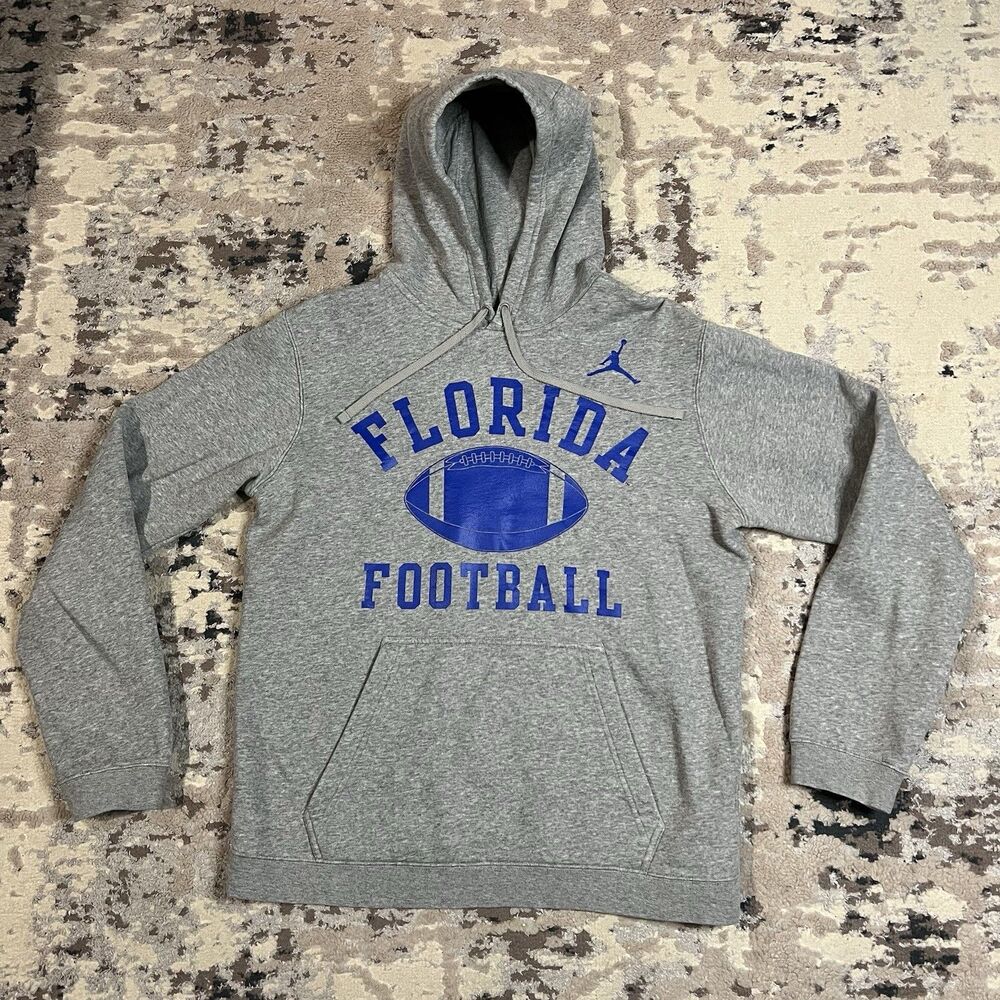 Nike Air Jordan Florida Gators Football Spellout Club Sweatshirt Hoodie Mens M